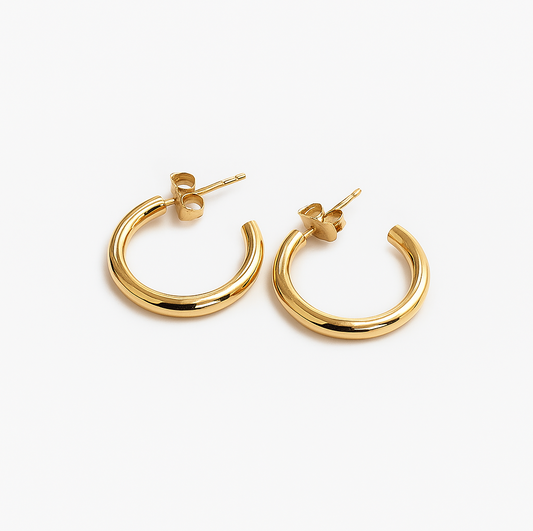 Open Gold Thin Tube Hoop Earrings