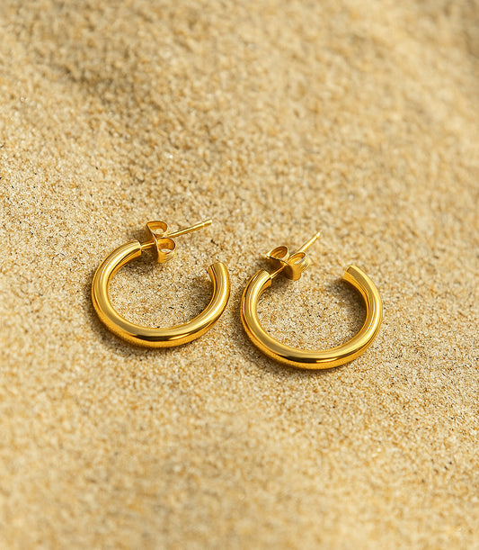 Open Gold Thin Tube Hoop Earrings