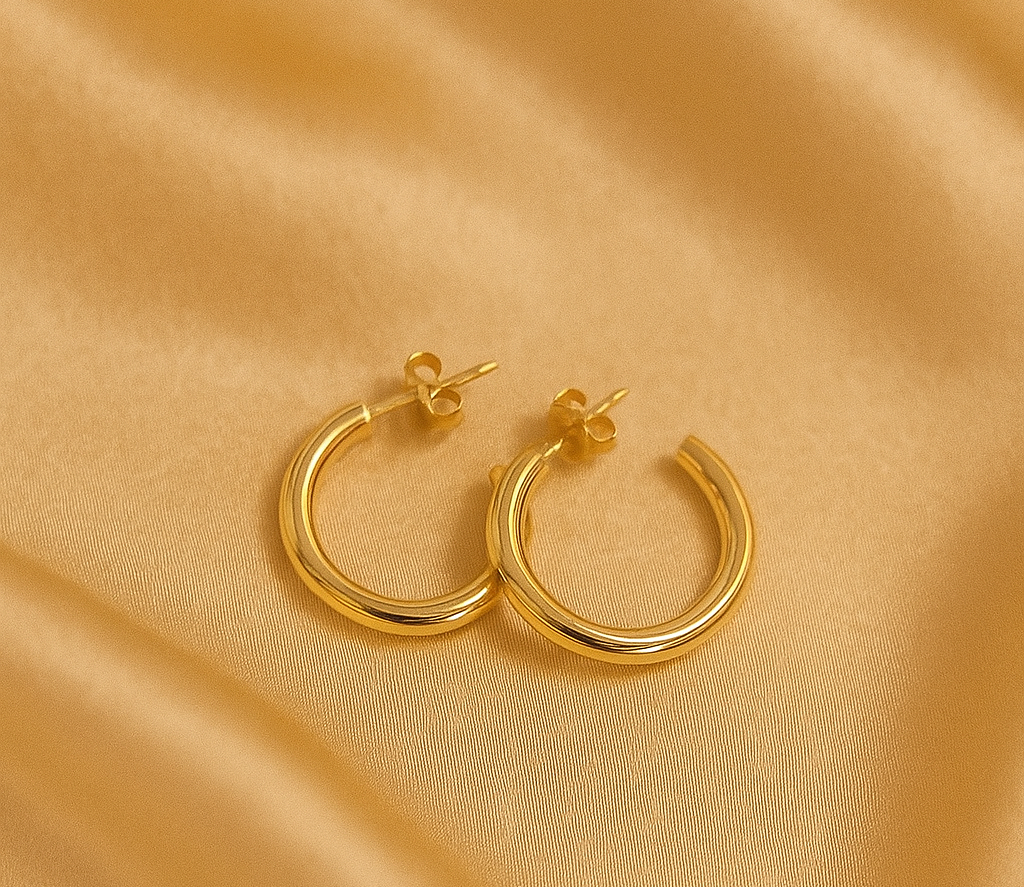 Open Gold Thin Tube Hoop Earrings