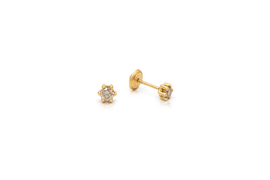 14K Gold Diamond Stud Baby Earrings