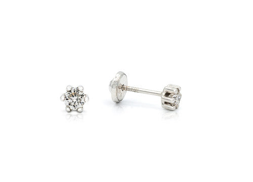 Six-Prong Diamond Baby Earrings