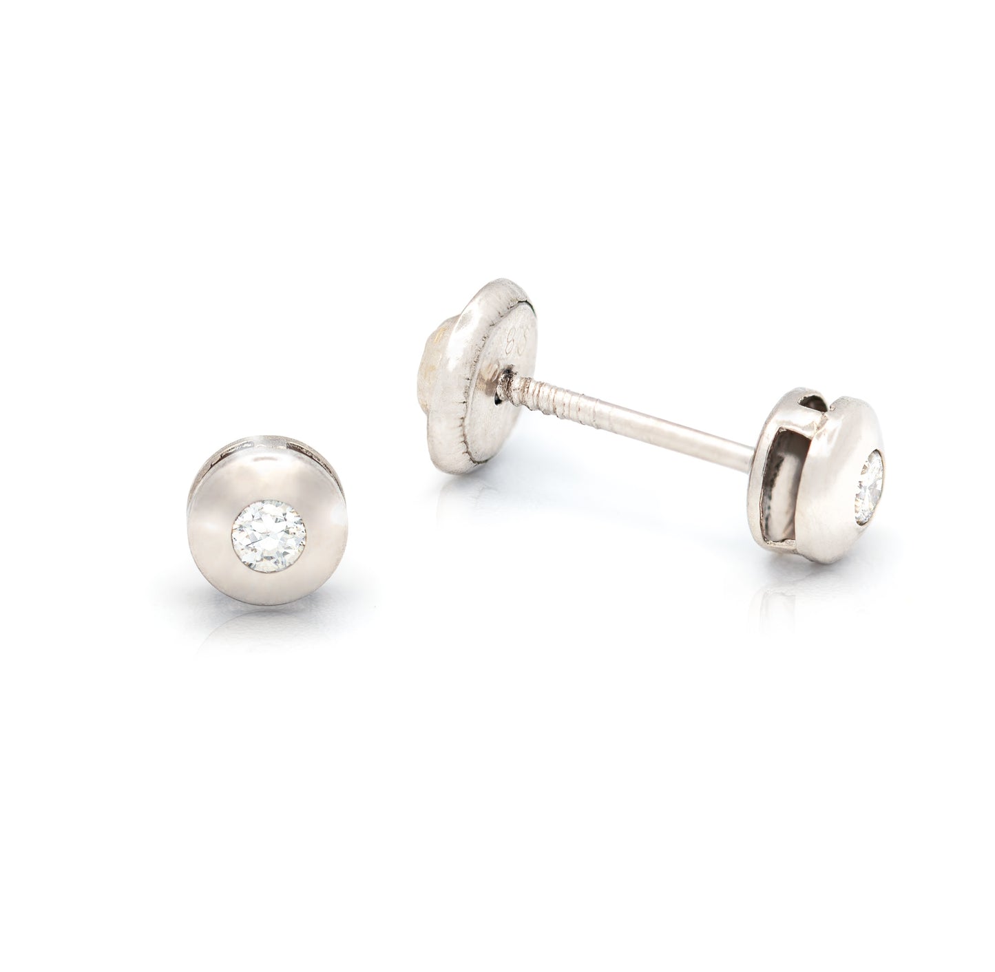 Bezel Diamond Earrings with Screwback