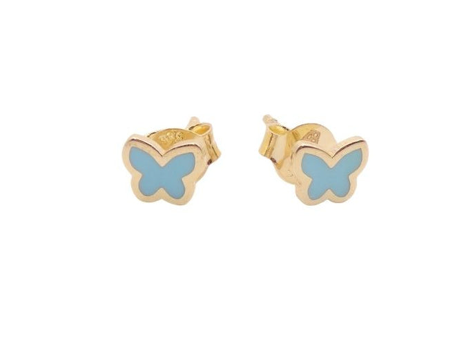 Blue Enamel Butterfly Earring Studs