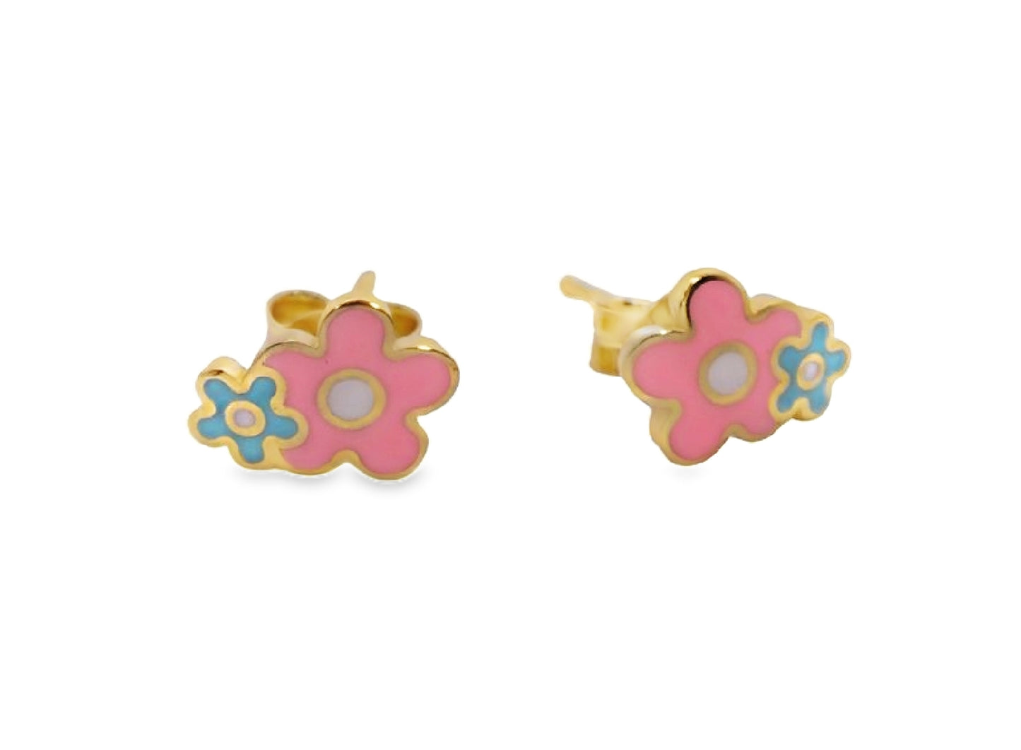 Blue Pink Enamel Flower Duo Kids Gift Set