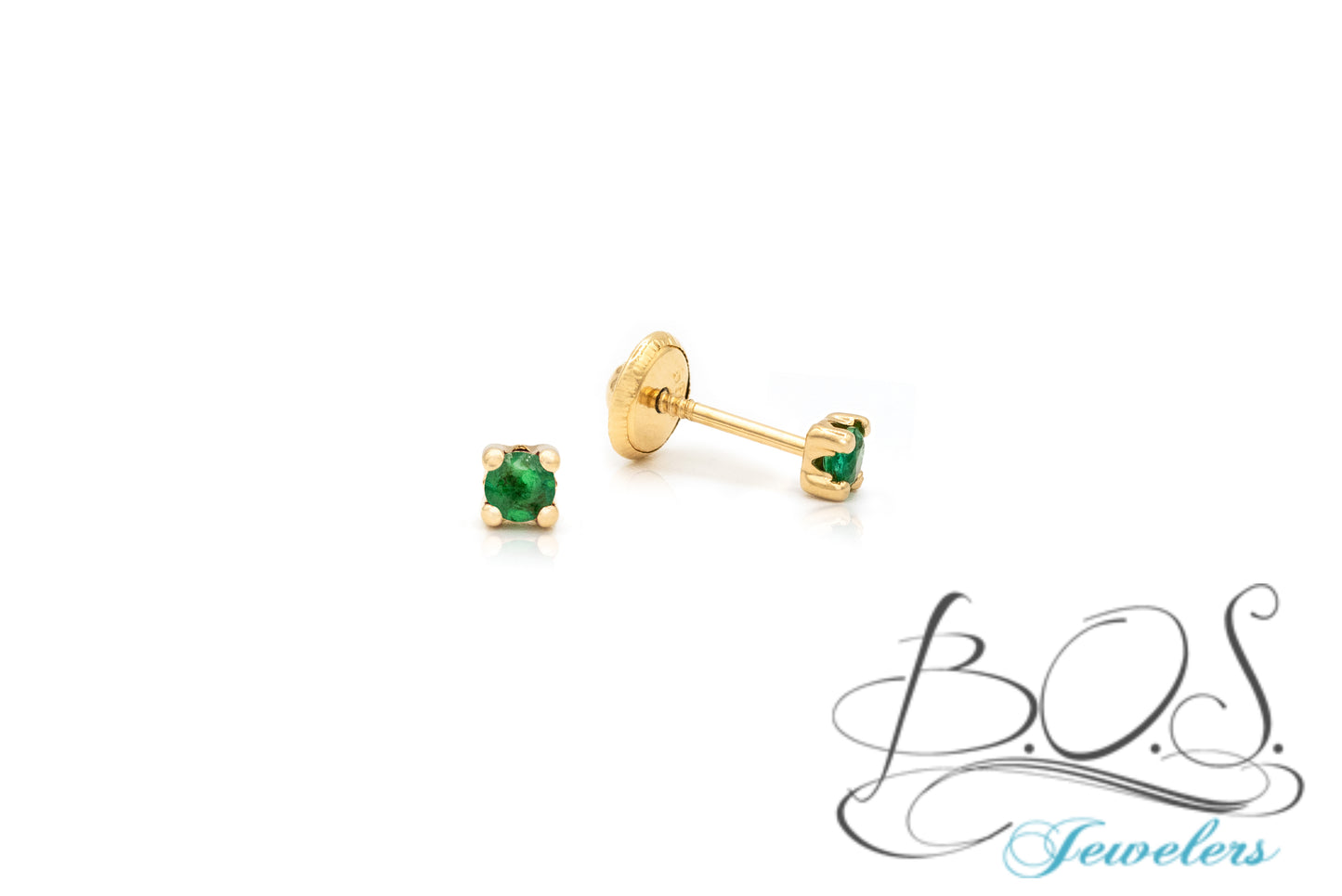 Color Stone Baby Earrings 14K Gold