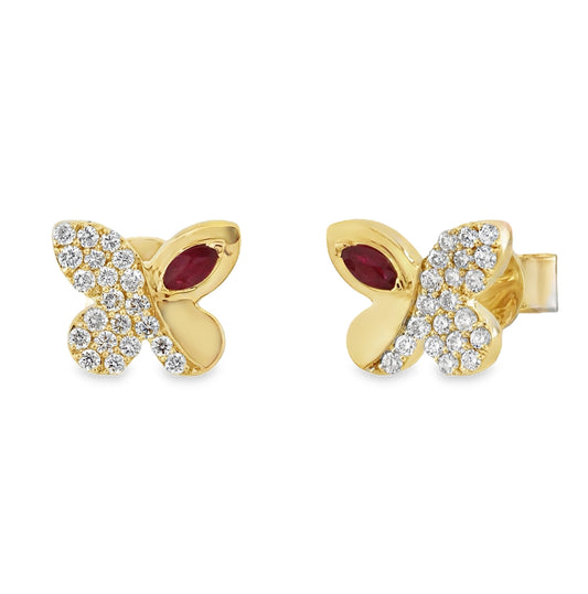 Whimsy in Flight Diamond And Color Stone Butterfly Earrings