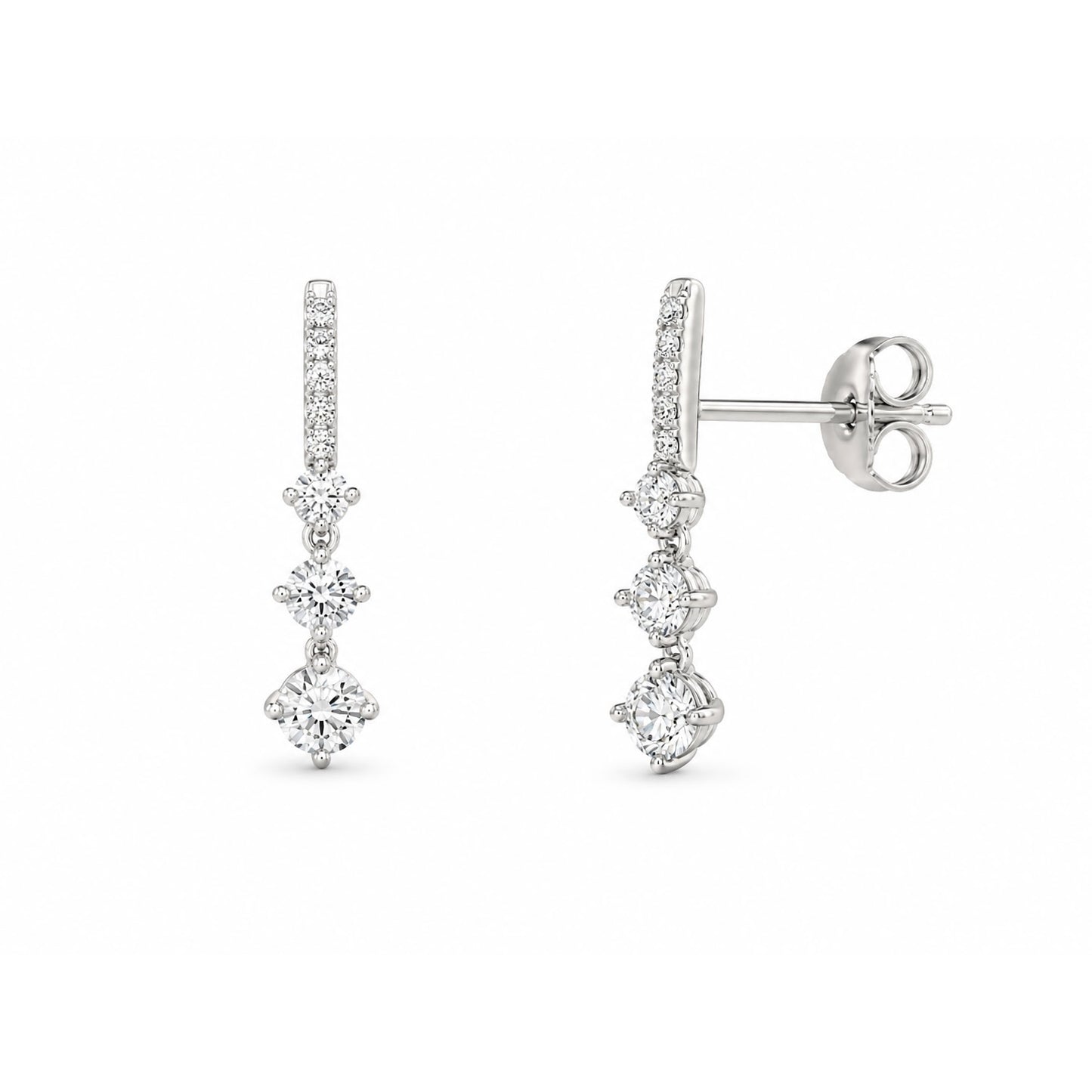 Diamond Drop Bar Earrings