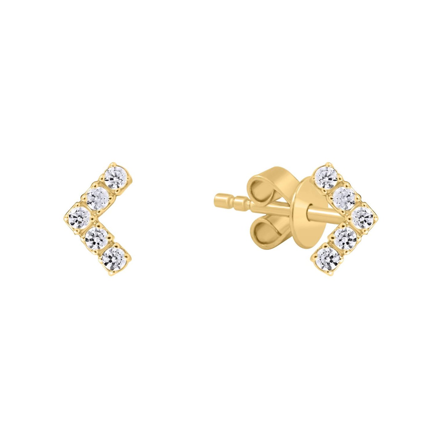 14K Gold V Shape Diamond Earrings