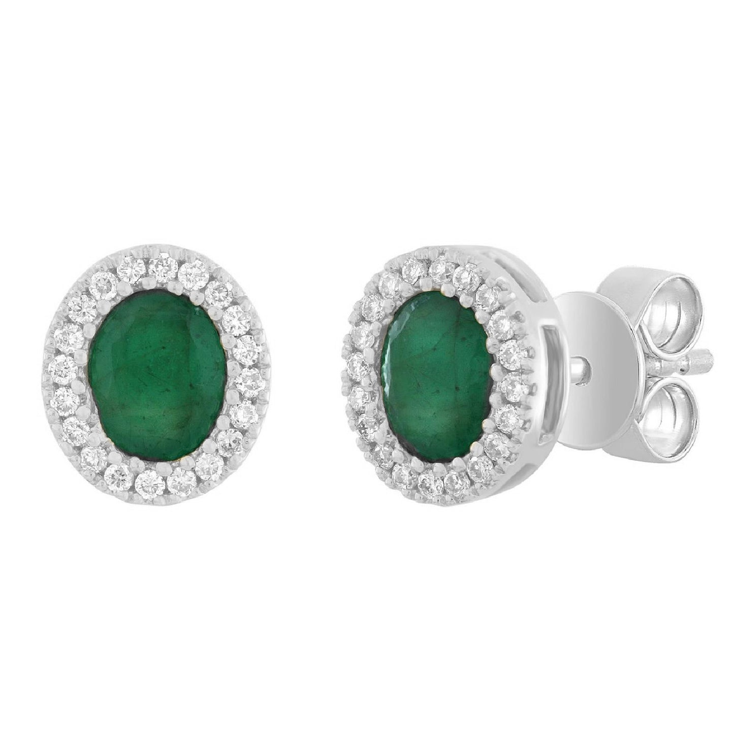 Oval Diamond and Color Stone Earrings