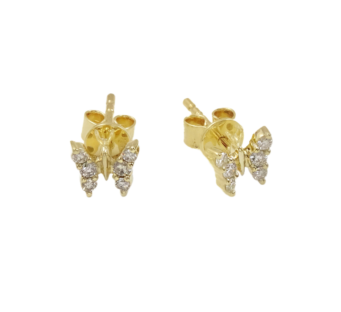 14K Gold Diamond Butterfly Earrings