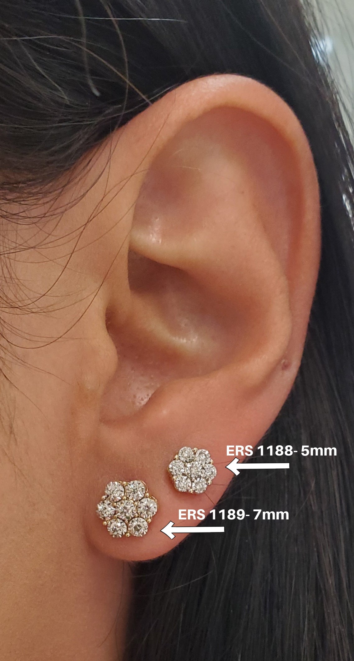Diamond Illusion Cluster Flower Stud Earrings 5mm