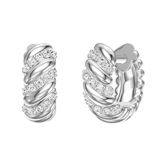 Rope Design Diamond Huggies  14K Gold