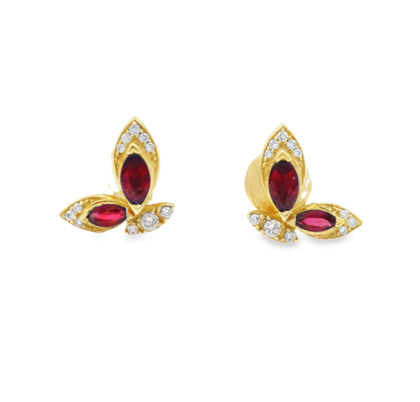 Fancy Color Stone Marquise And Diamond Earrings