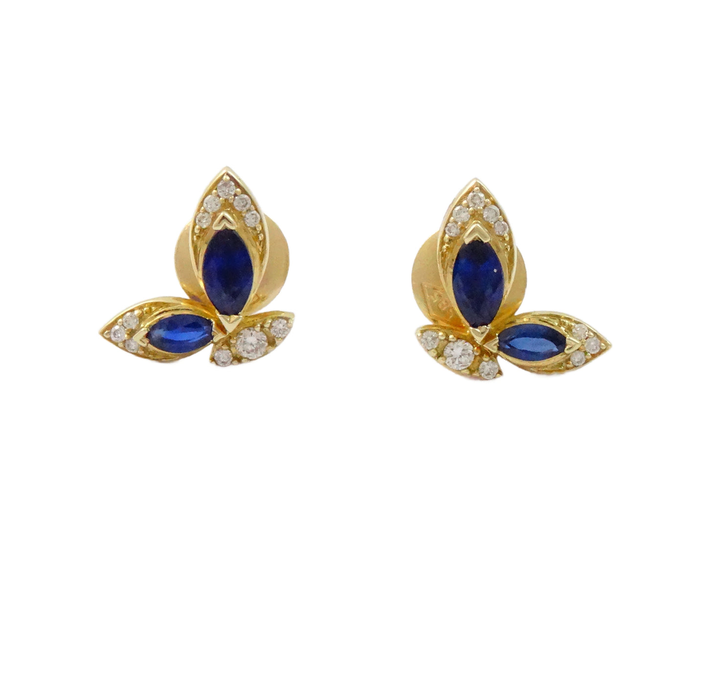 Fancy Color Stone Marquise And Diamond Earrings