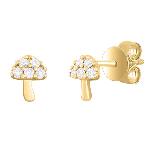 Mini Mushroom Diamond Stud Earrings