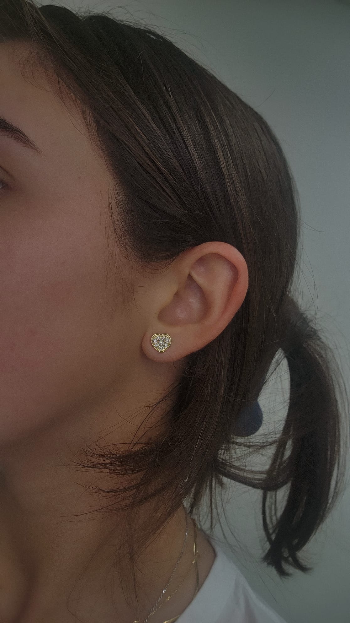 14K Gold Diamond Heart Earrings