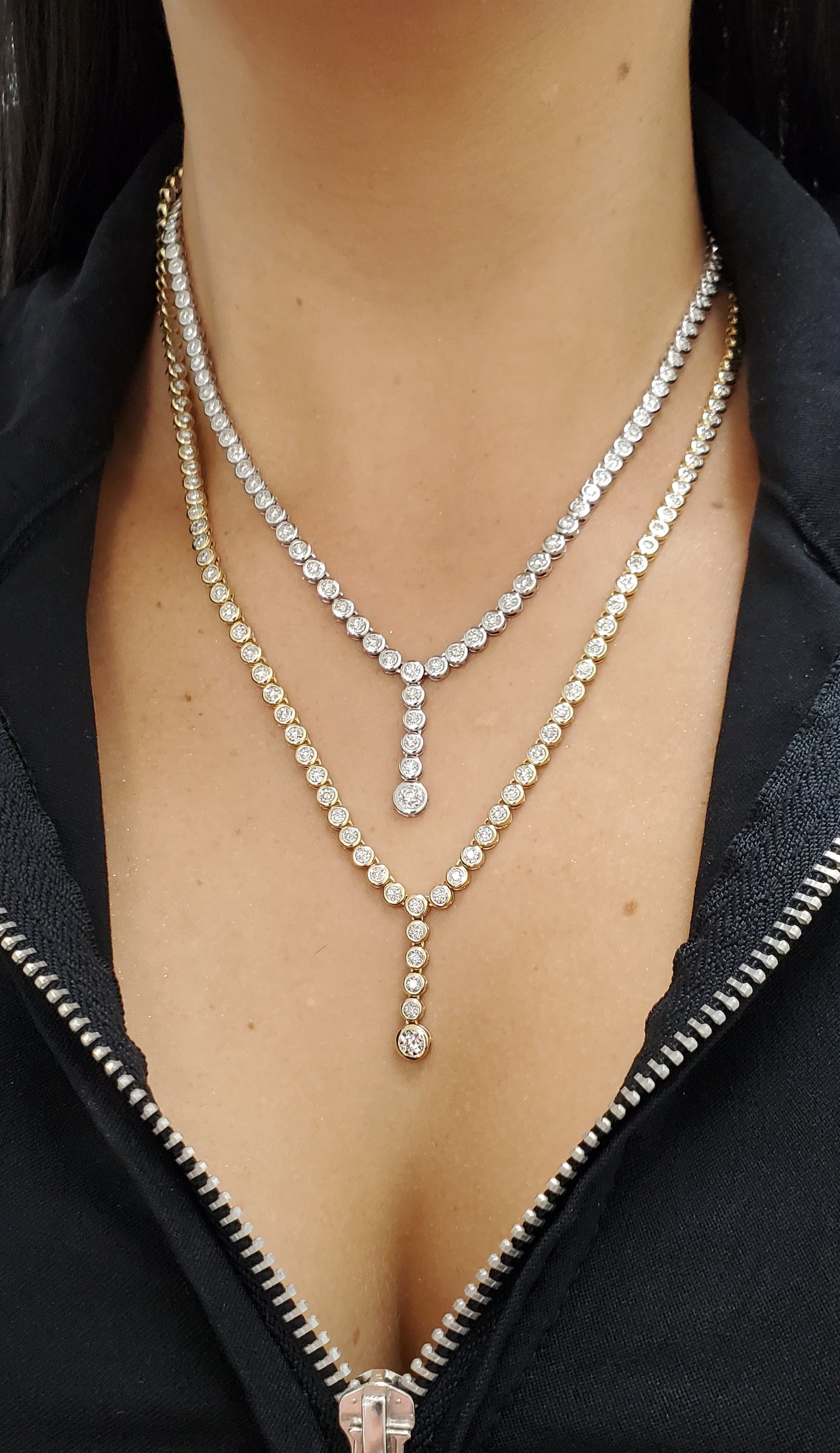 Diamond Bezel Lariat Tennis Necklace