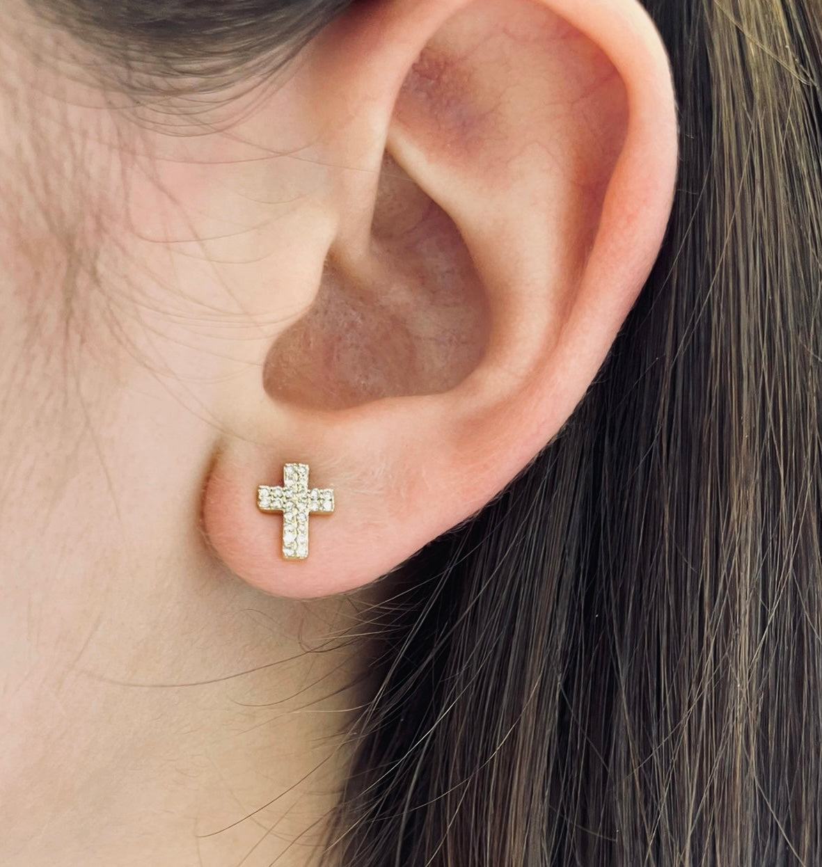 Diamond Pave Cross Earrings