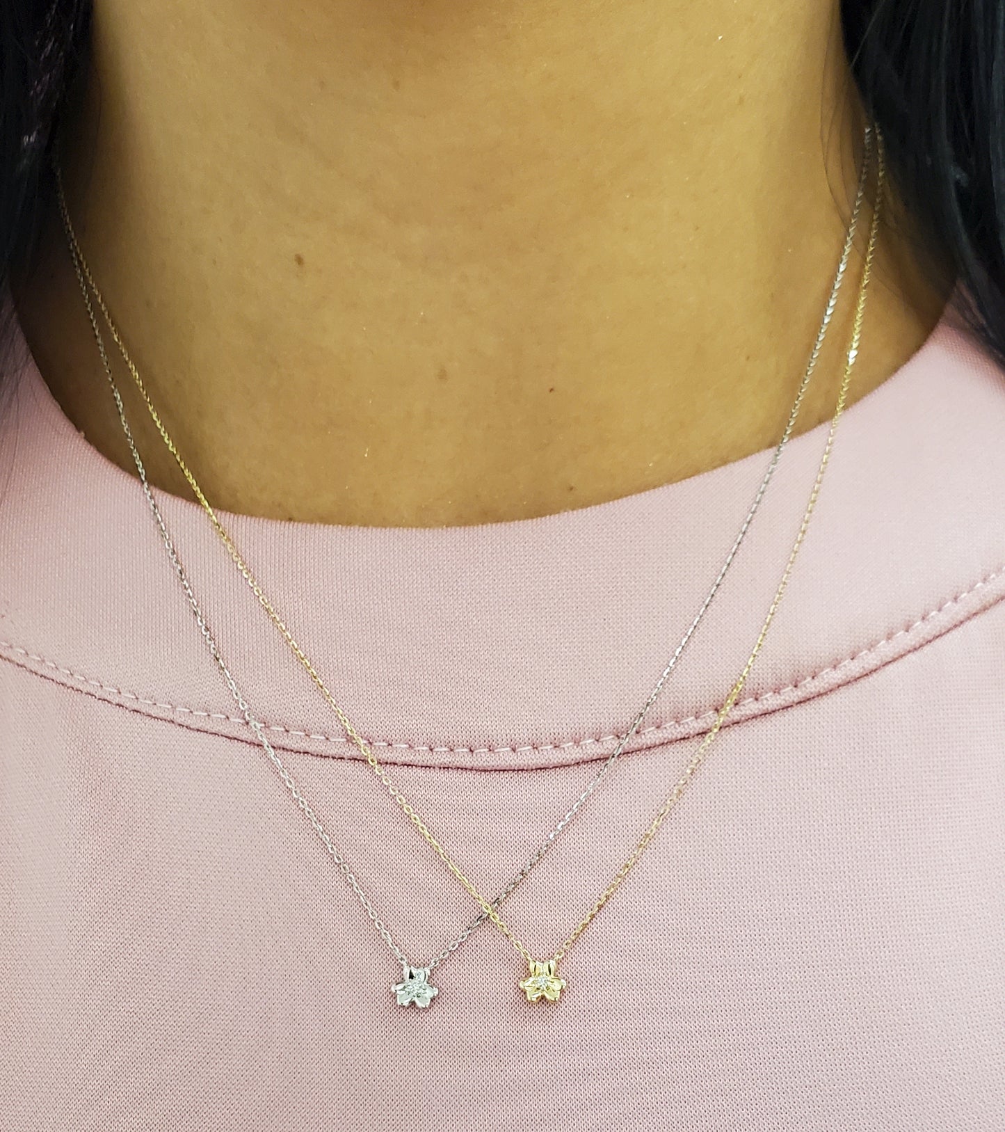 Miniature Diamond Flower Necklace