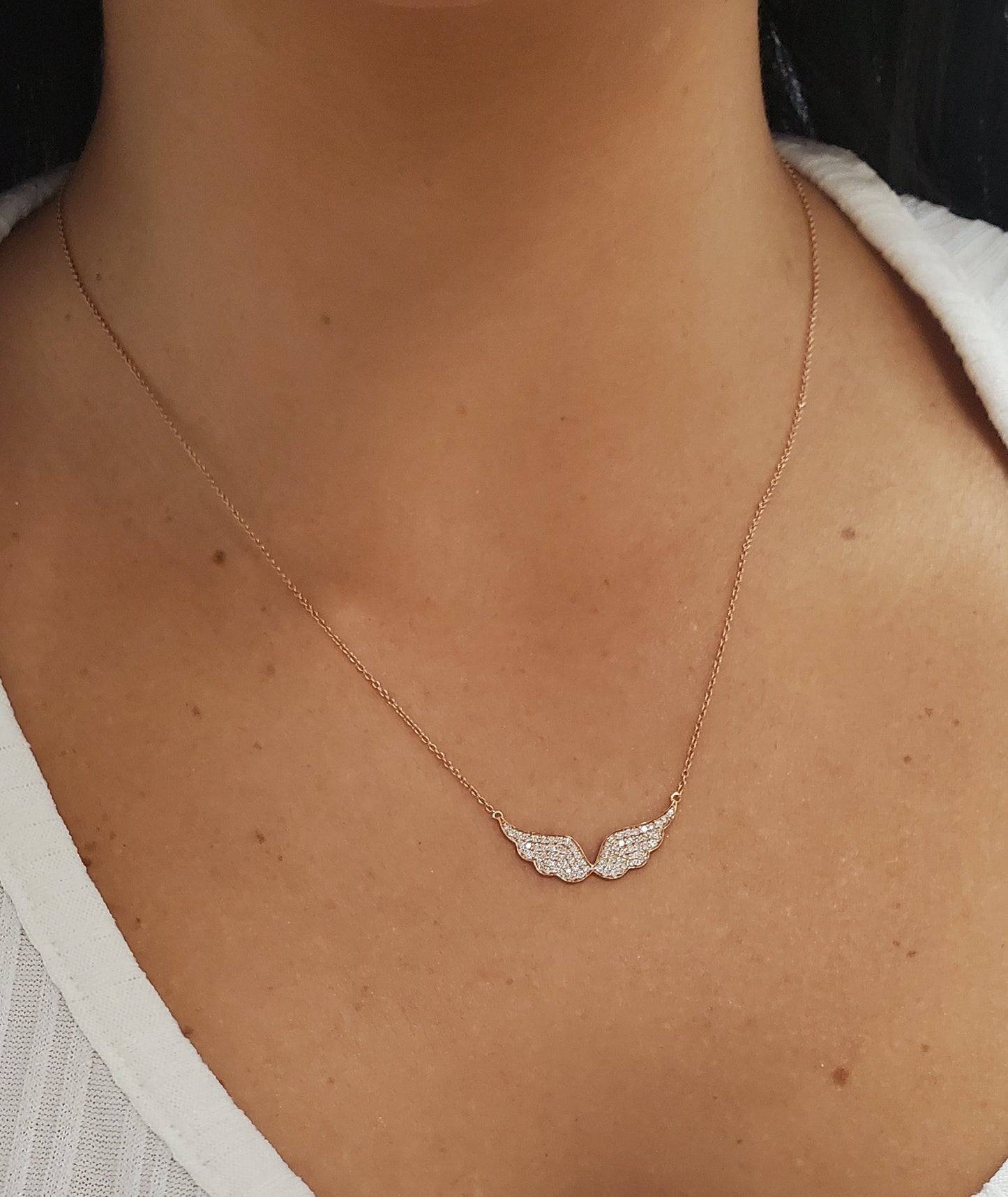 Large Rose Diamond Angel Wing