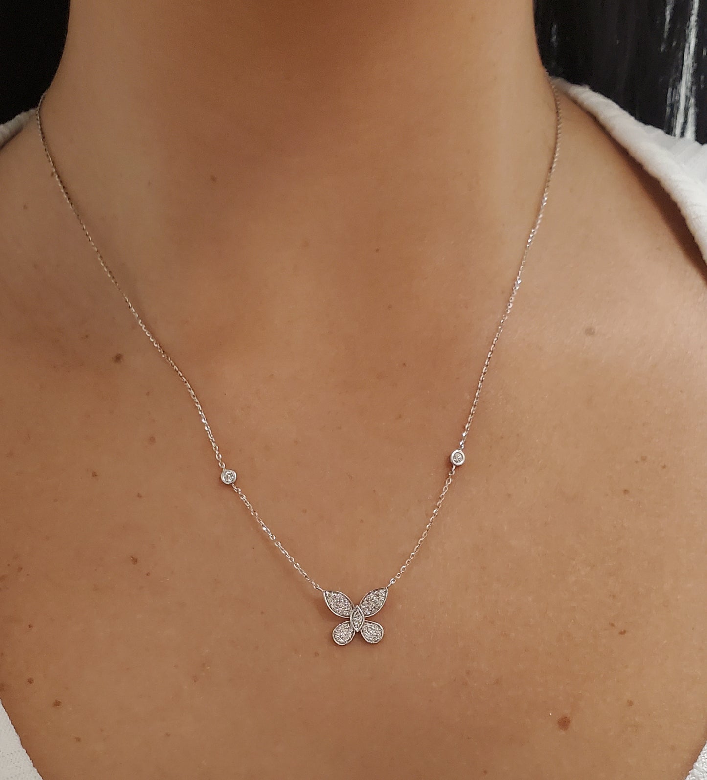 Big Butterfly Diamond Necklace 14K Gold