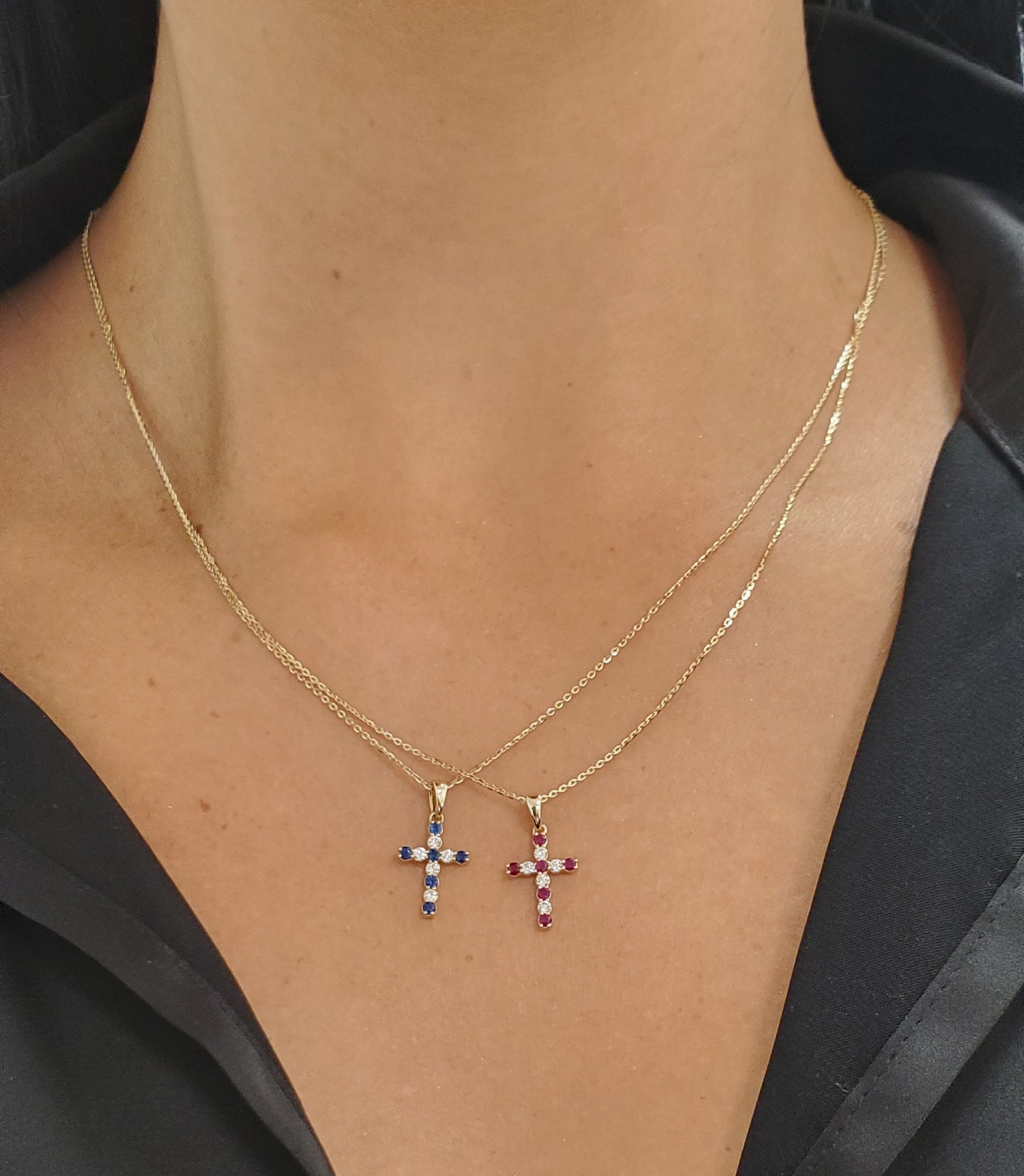 Diamond Ruby Emerald Blue Sapphire Cross