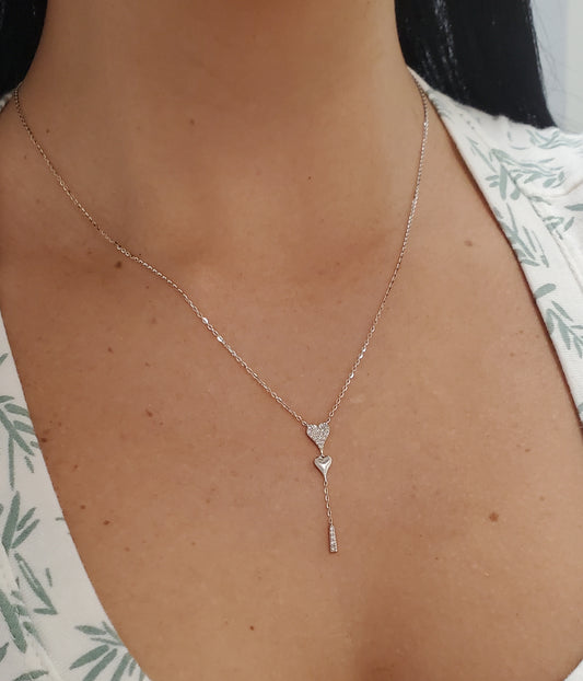 Diamond Heart Lariat Necklace