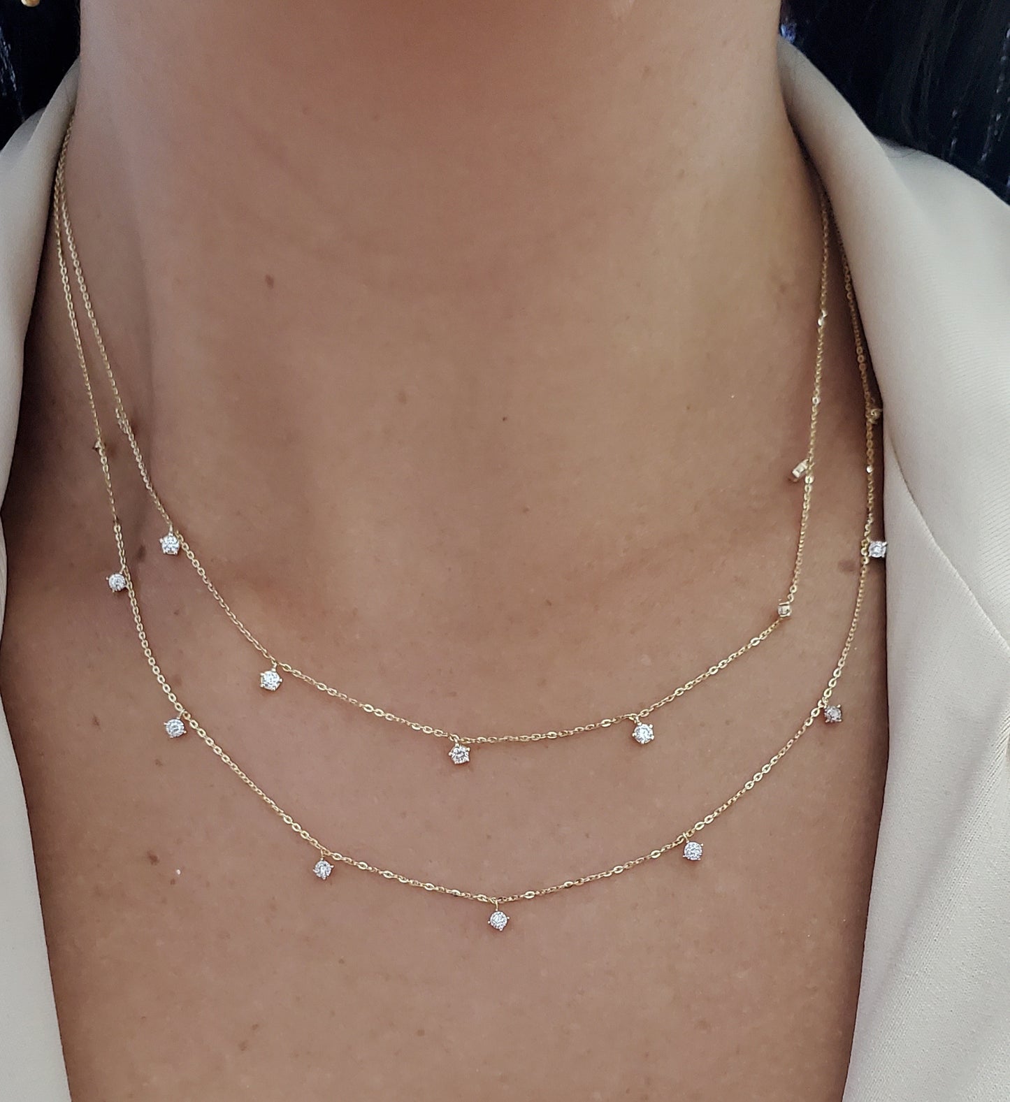 Multi Diamond Dangle Necklace