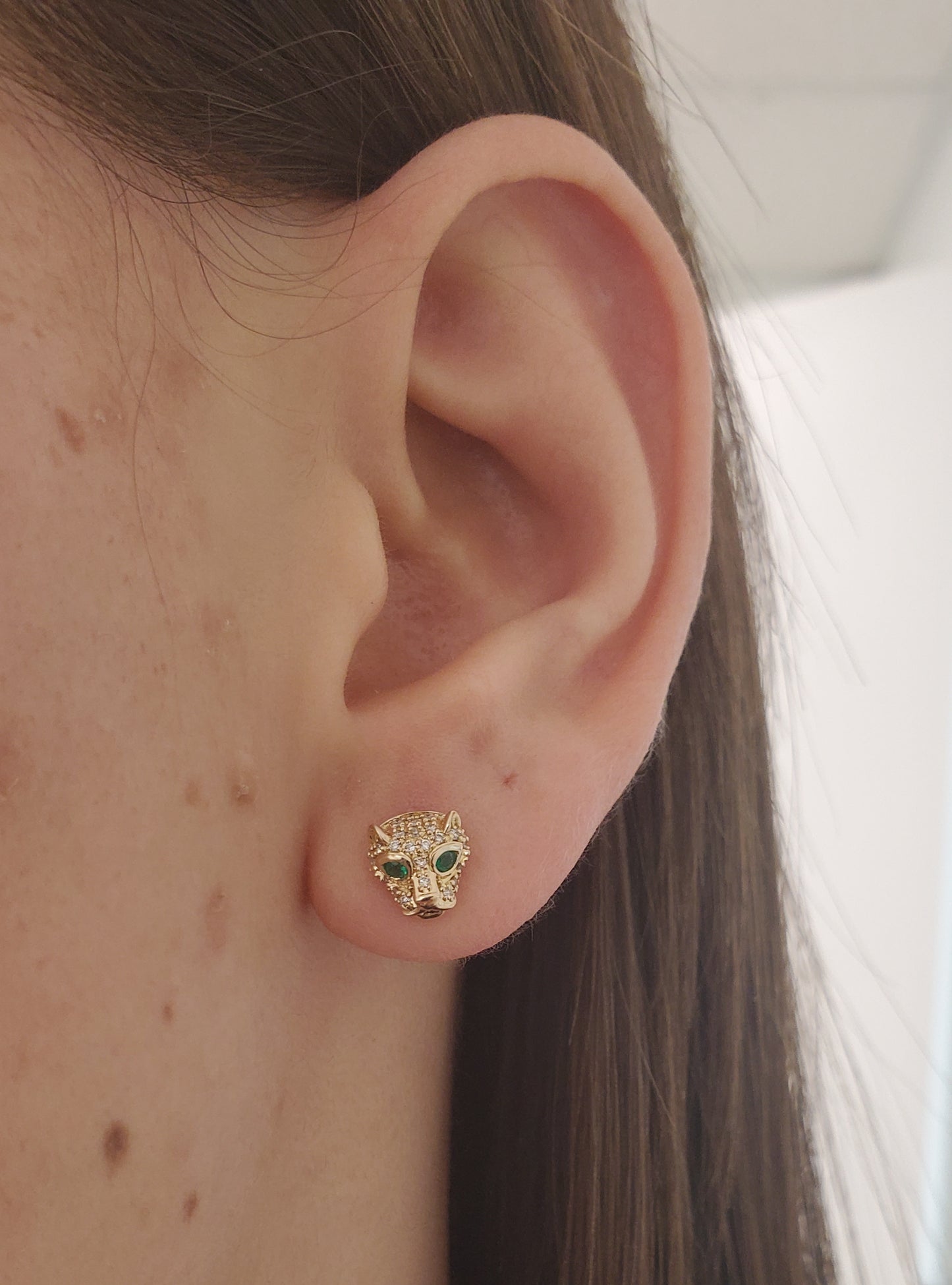 Emerald Panther Diamond Studs