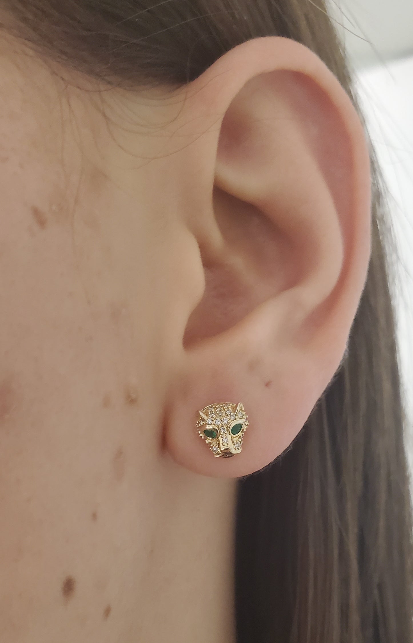 Emerald Panther Diamond Studs