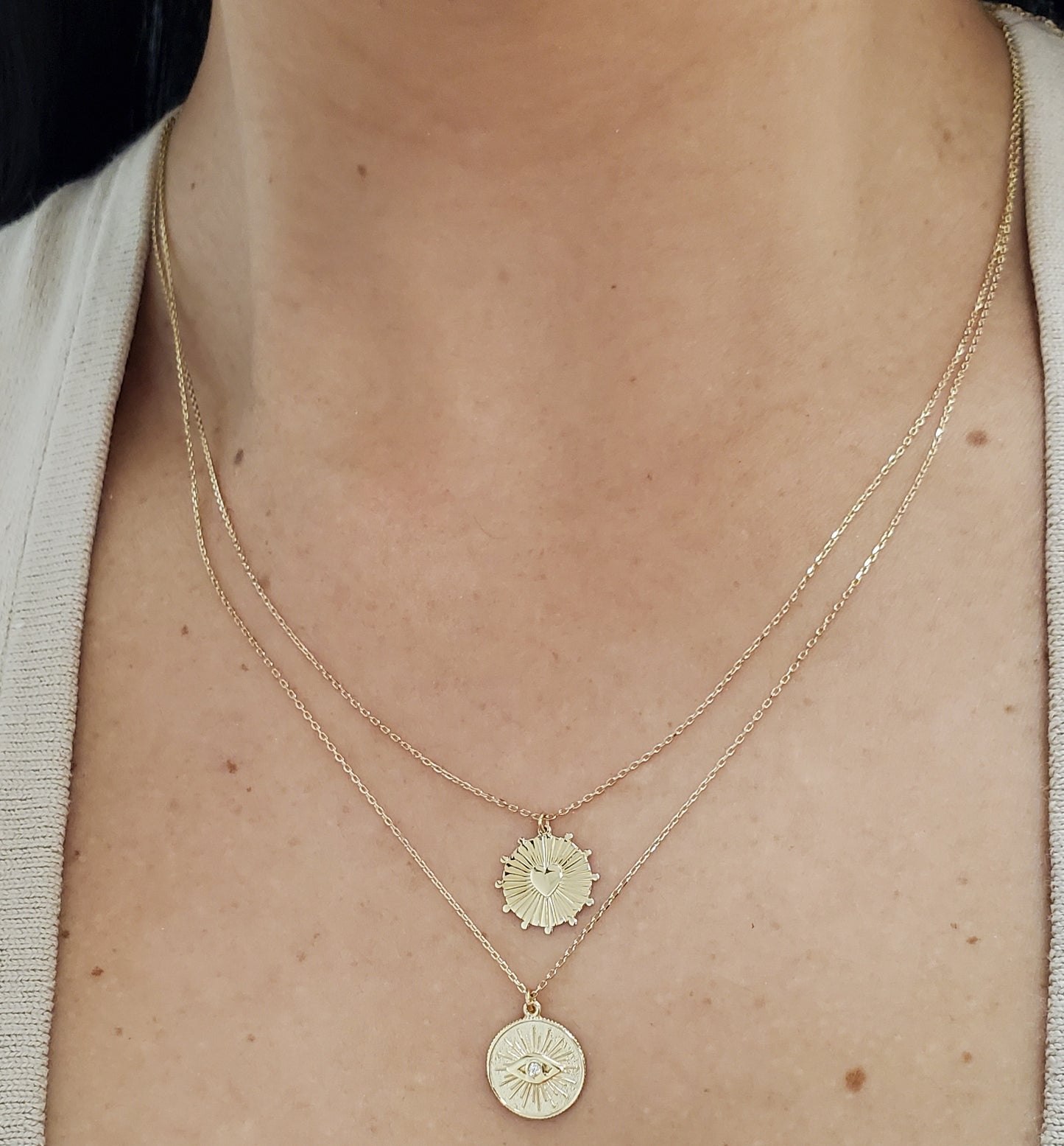 Sun Shape with Heart in the center Necklace