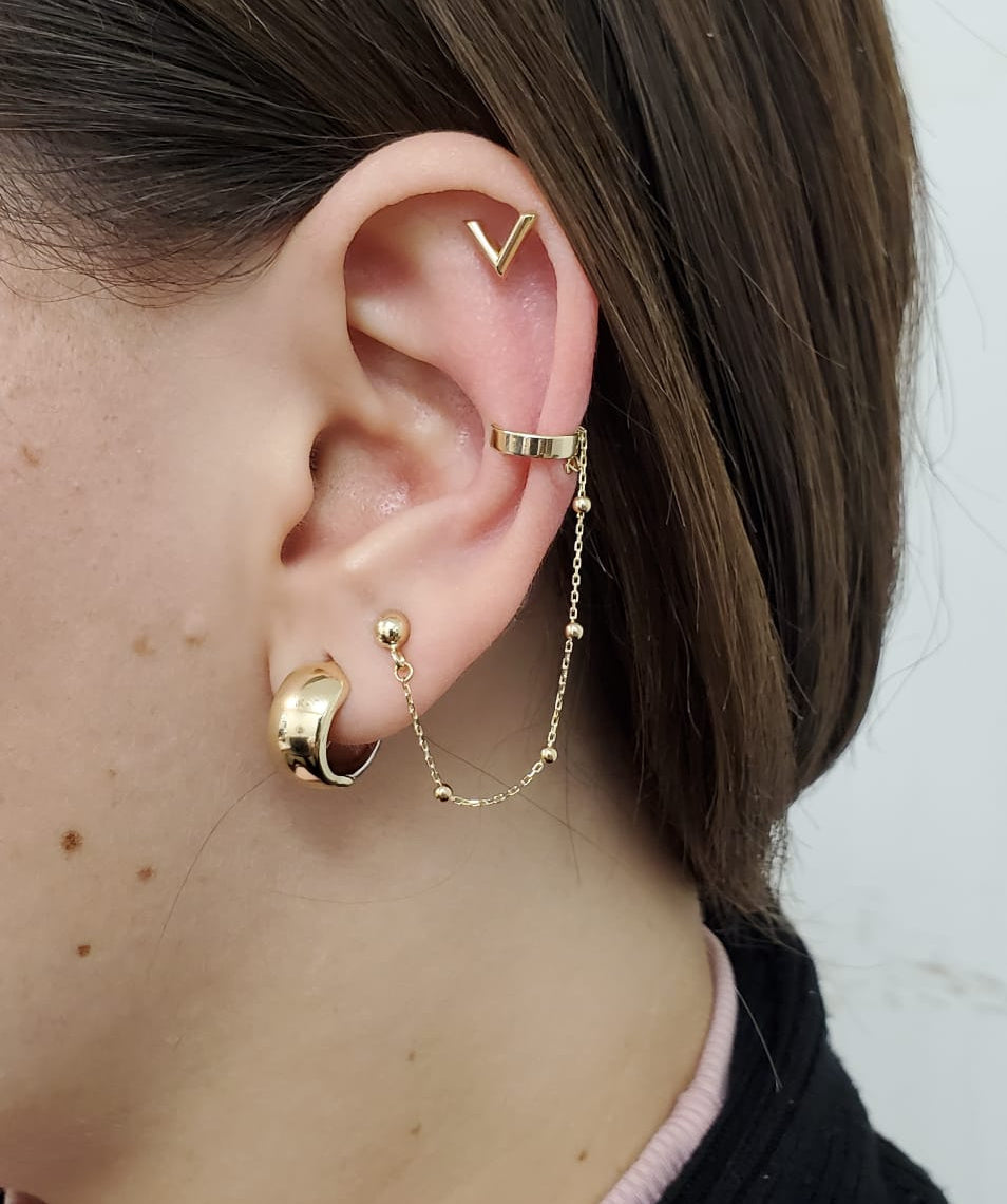 Single Chain Earring 14KY Gold