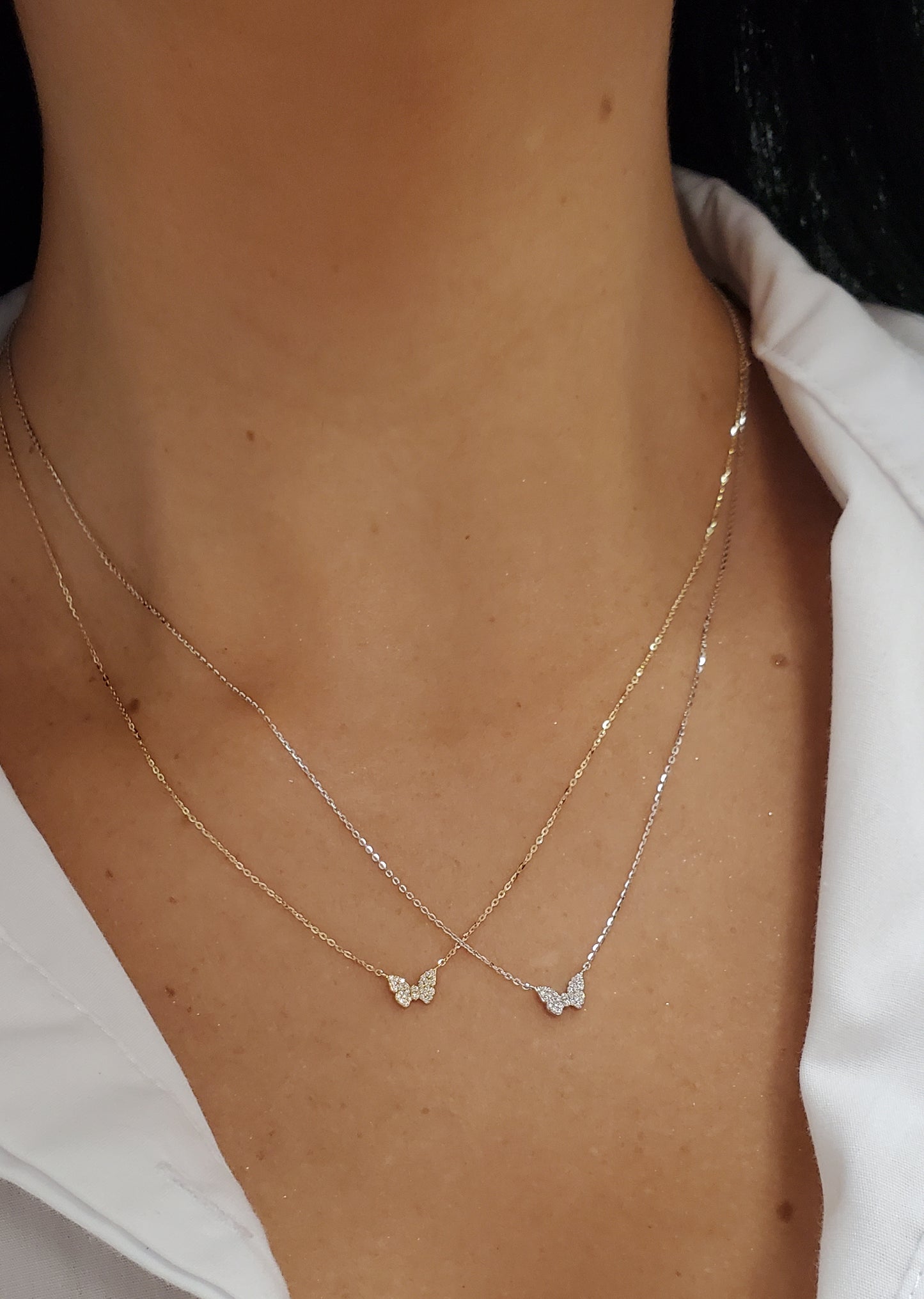 Miniature Diamond Butterfly Necklace