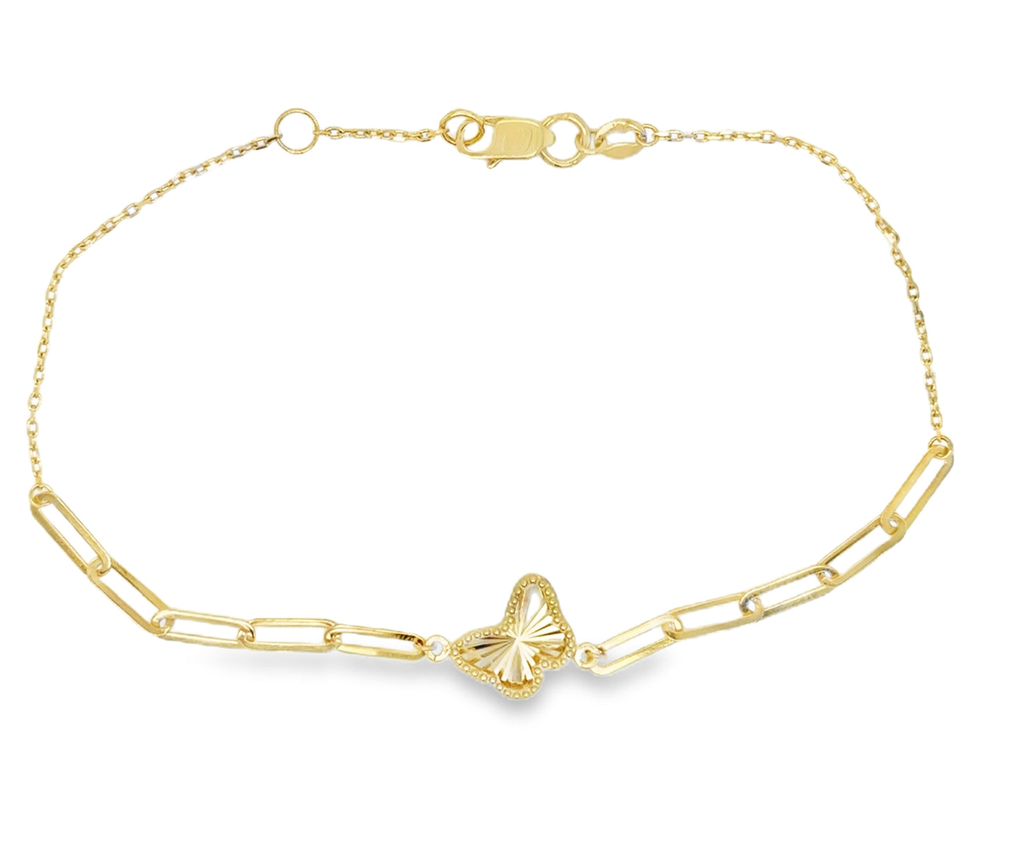 Elegant Radiant Gold Butterfly Paperclip Bracelet