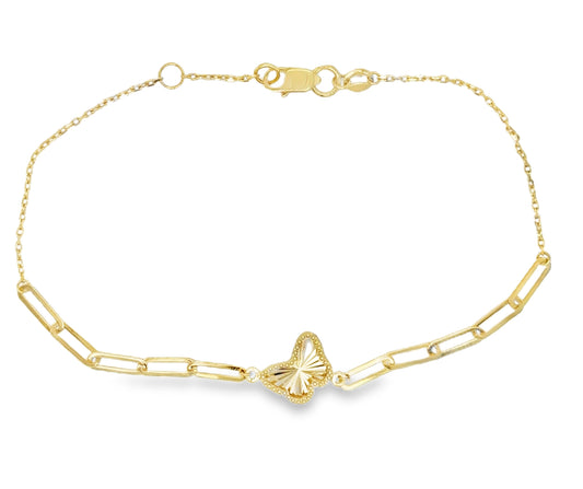 Elegant Radiant Gold Butterfly Paperclip Bracelet