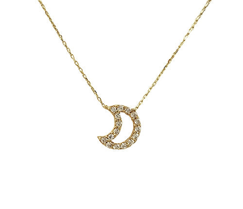 14K Gold Half Moon Necklace