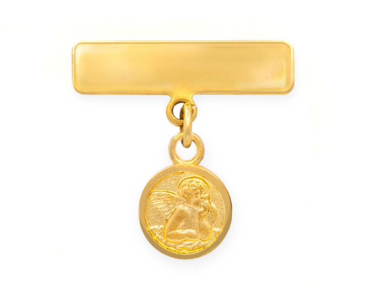 Engravable Plate Angel Medal Baby Pin