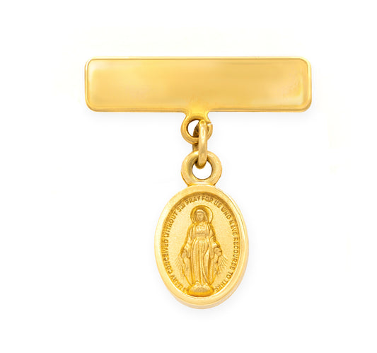 Engravable Plate Miniature Miraculous/Guadalupe Medal Baby Pin