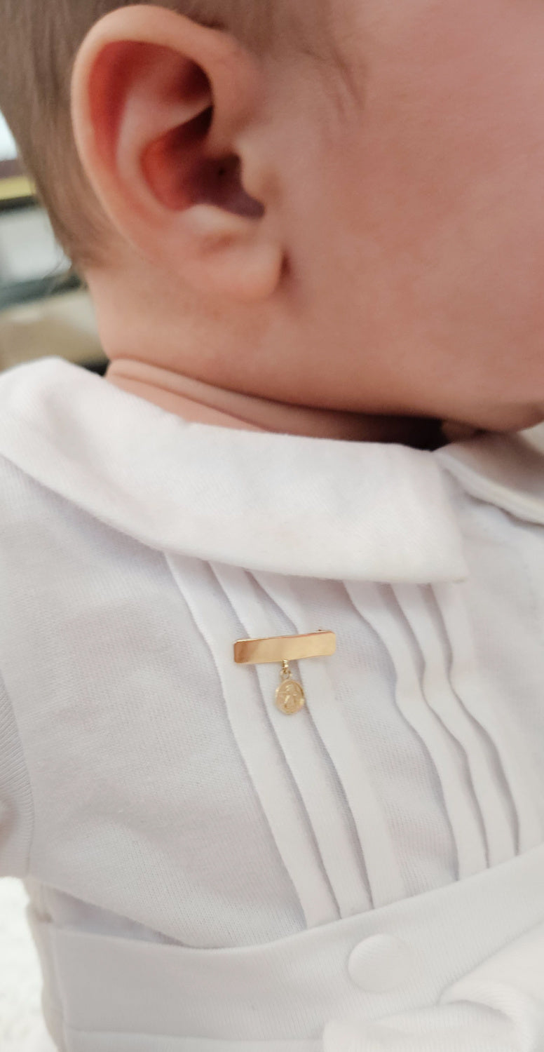 Engravable Plate Angel Medal Baby Pin 6mm