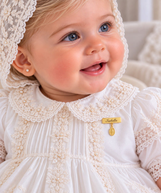 Engravable Plate Miniature Miraculous Medal Baby Pin