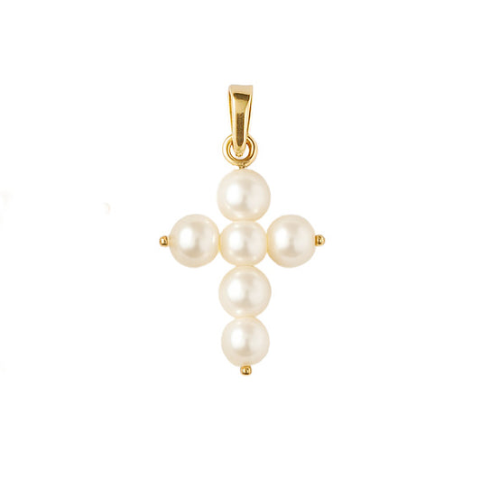 Mini 3mm Cross Pearl Pendant