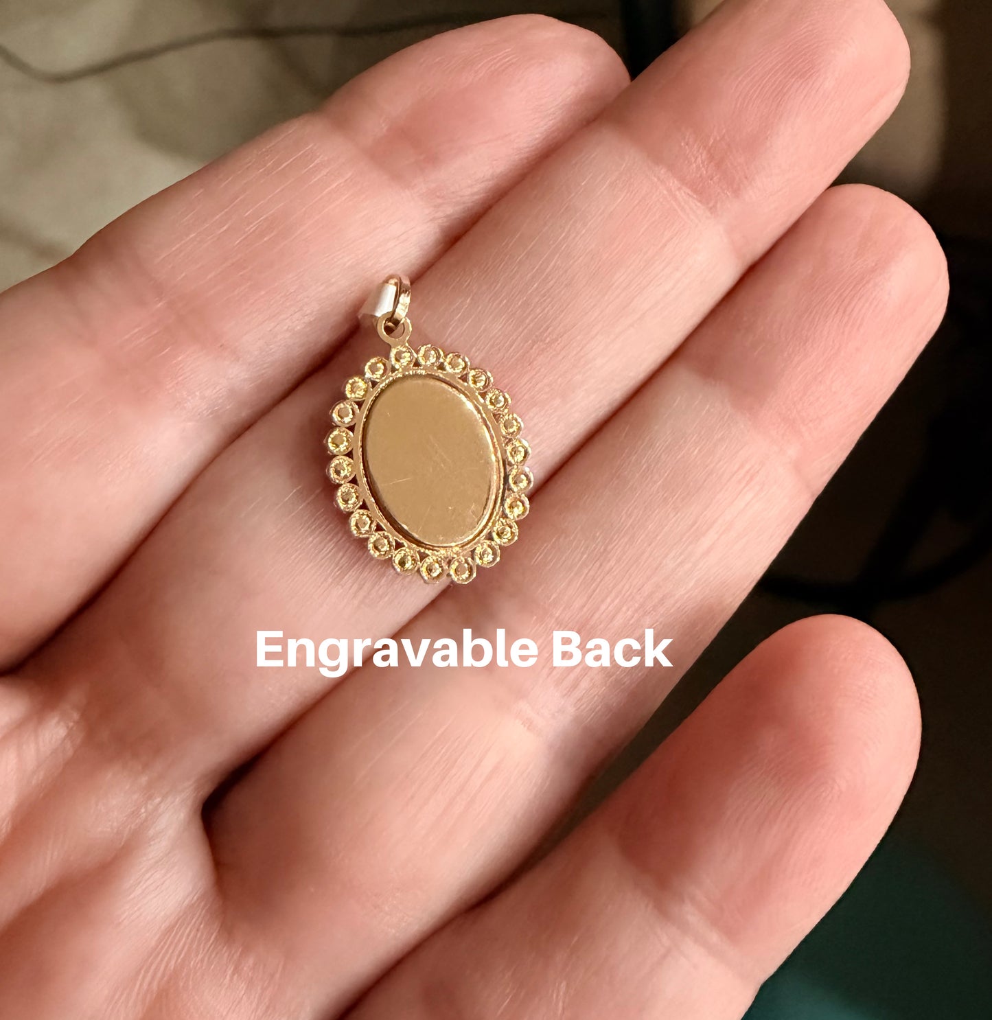 Small Mother of Pearl Miraculous Medal with CZ Frame