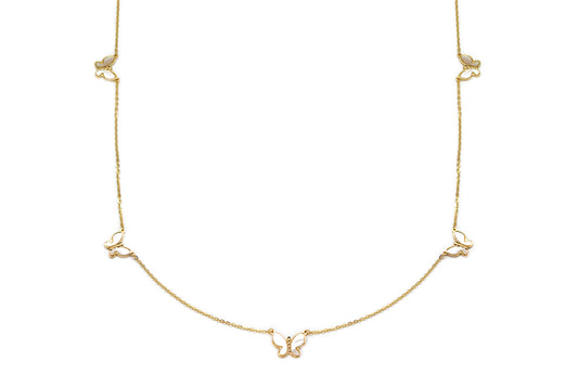 Mother of Pearl Butterfly Necklace 14K Gold