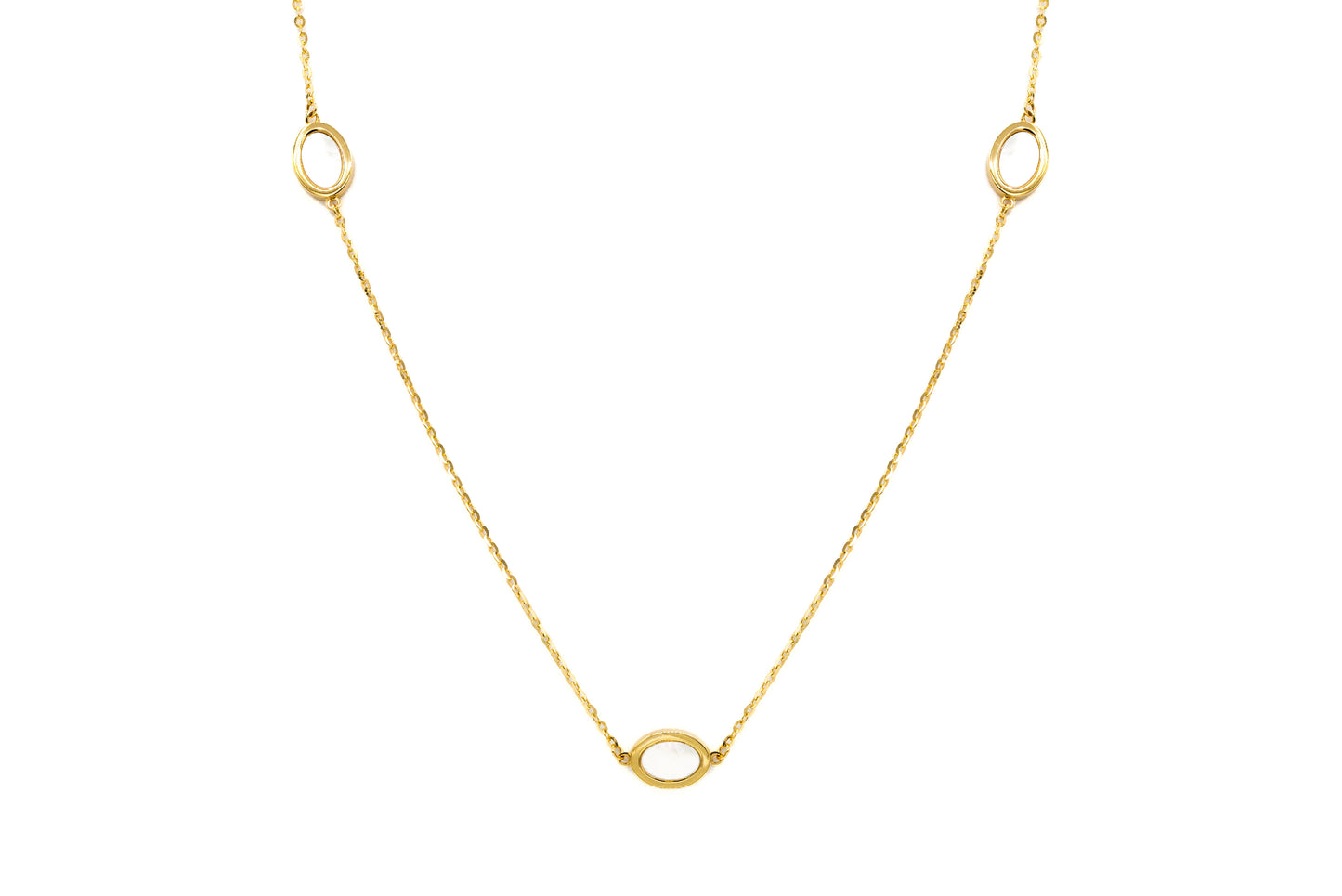 14K Gold oval mother of pearl necklace
