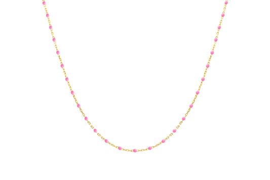 14K Gold Mini Enamel Color Necklace 18/16''