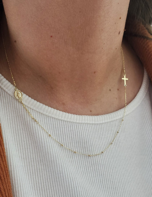 Miraculous and Cross Necklace