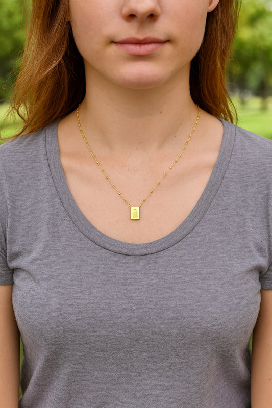 Mini Scapular Medal on Rosary Bead Necklace