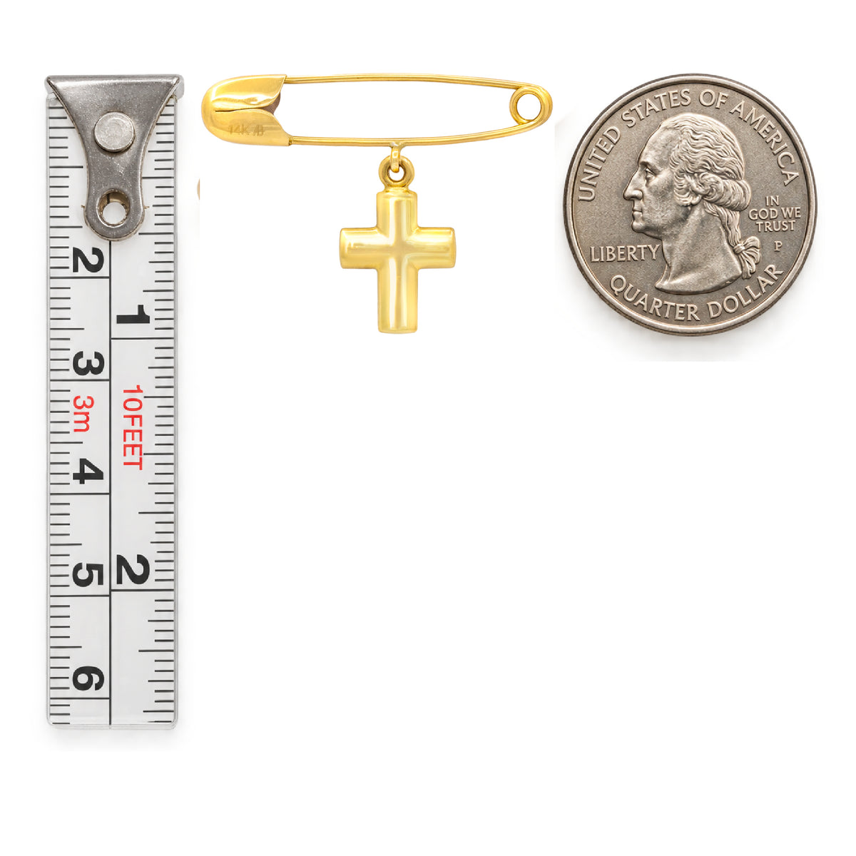 Gold Baby Pin with Cross