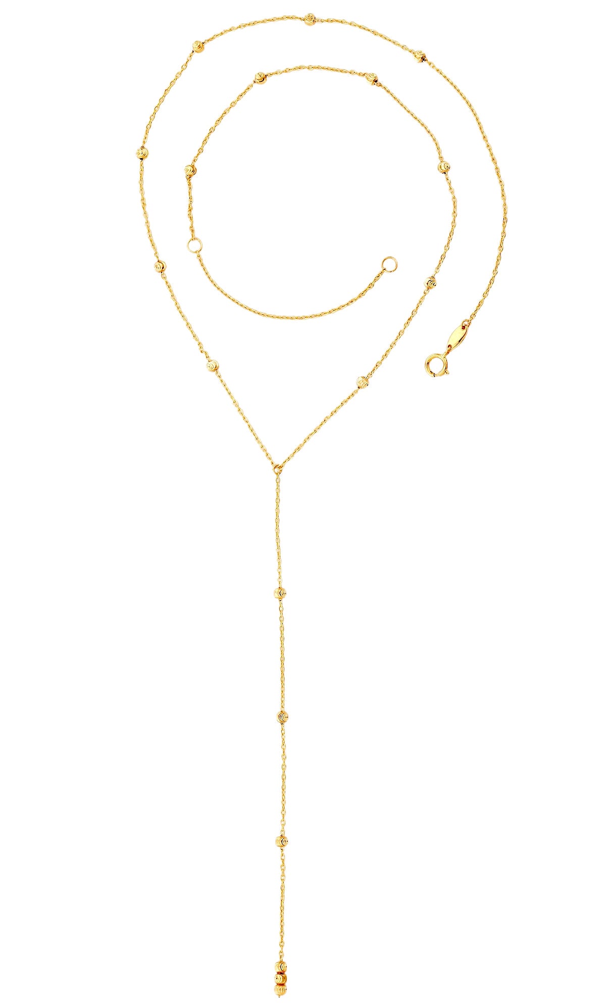 Diamond Cut Bead Lariat Necklace