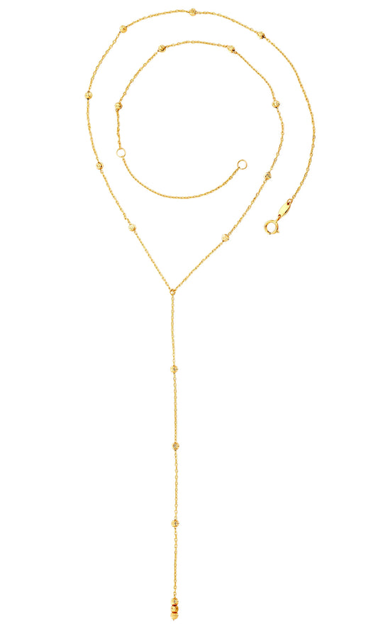 Diamond Cut Bead Lariat Necklace